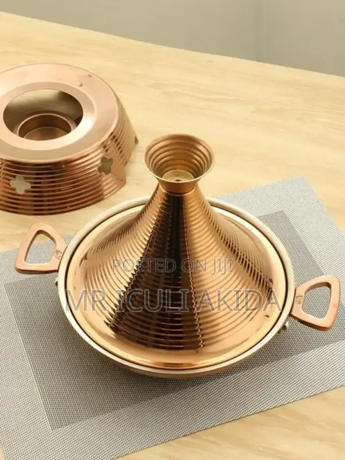 Bronze Moroccan Non-Stick Slow Cooking Casserole Tagine Pot