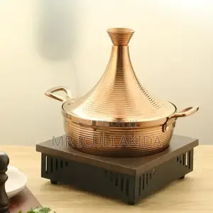 Bronze Moroccan Non-Stick Slow Cooking Casserole Tagine Pot