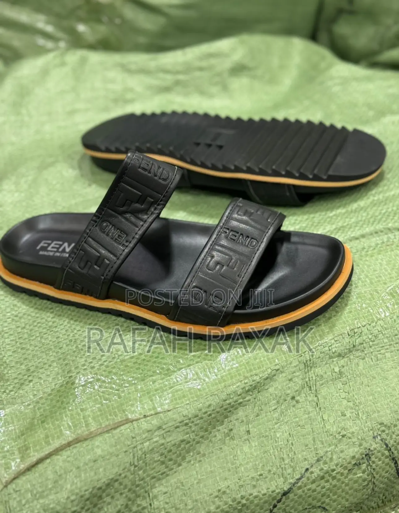 Original Classic Men’S Fendi Double Strap Leather Sandals