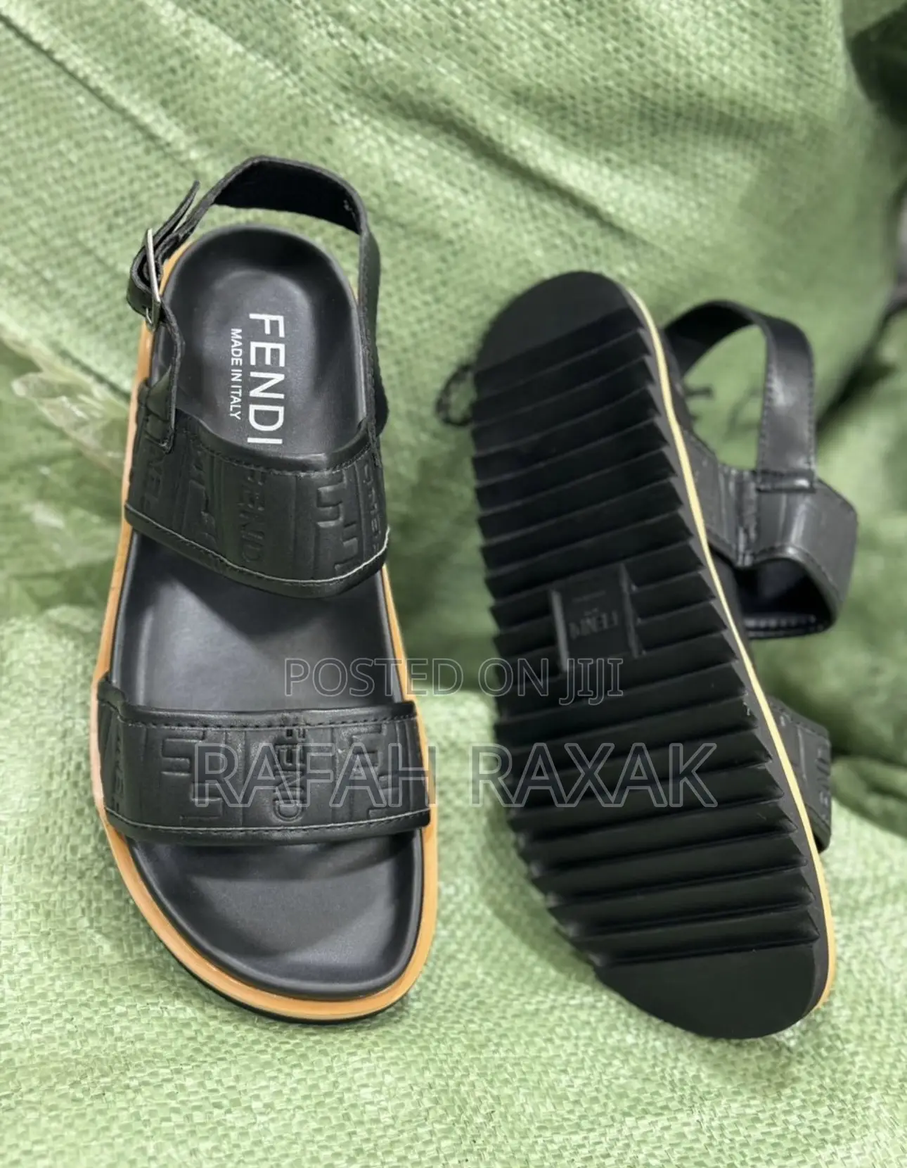 Original Men’S Classic Fendi Ankle Strap Leather Sandals