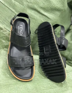 Original Men’S Classic Fendi Ankle Strap Leather Sandals
