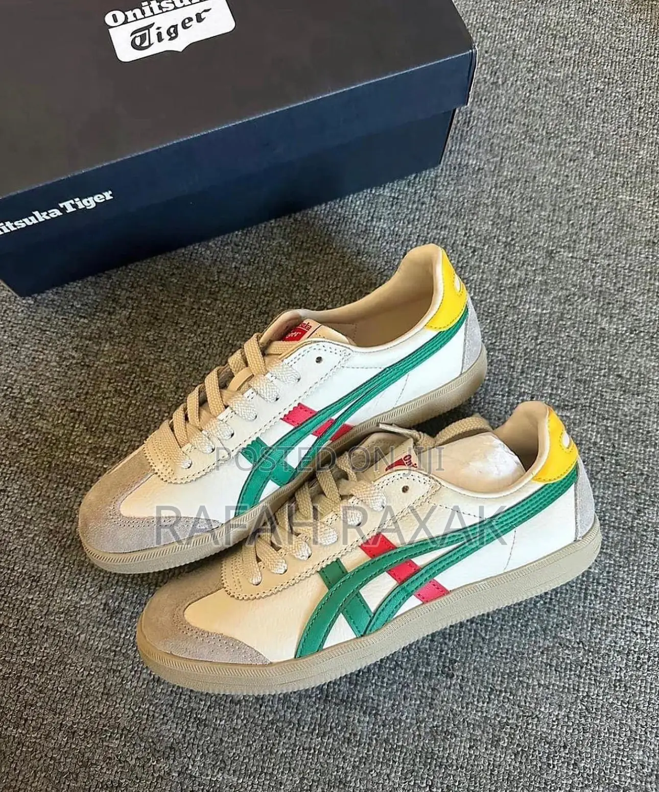Onitsuka Tiger Tokuten White Beige Green Red Tennis Sneakers