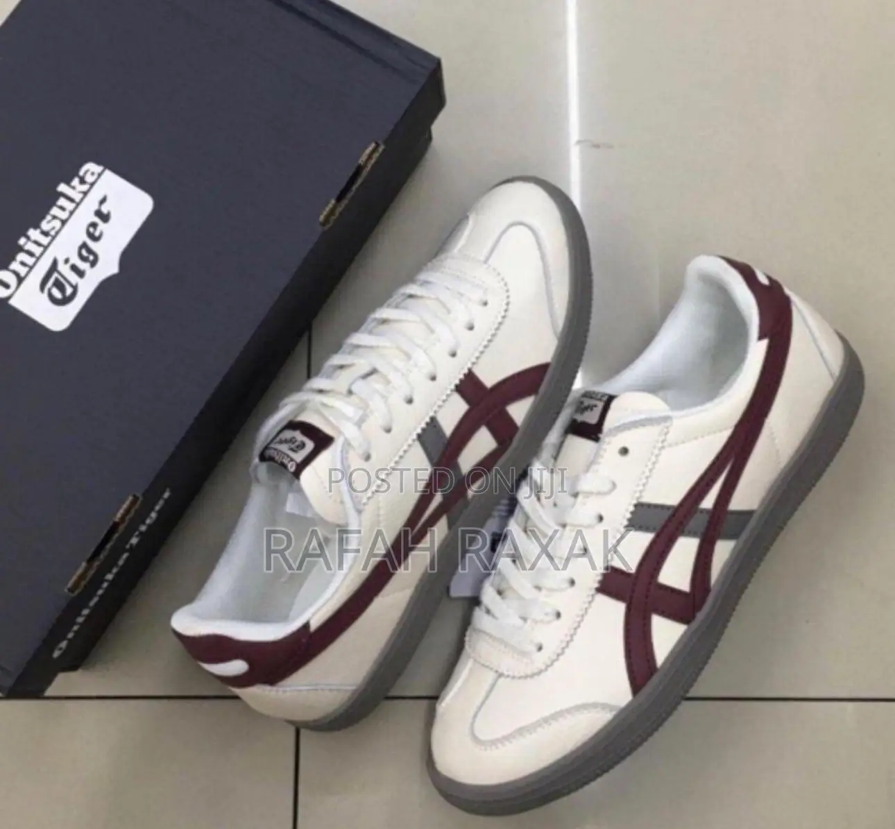 ASICS Onitsuka Tiger Tokuten Off-White Maroon Tennis Sneaker