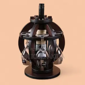 Wood Wine Bottle Bar/Clubs Display Rack WTH 5glass Holder