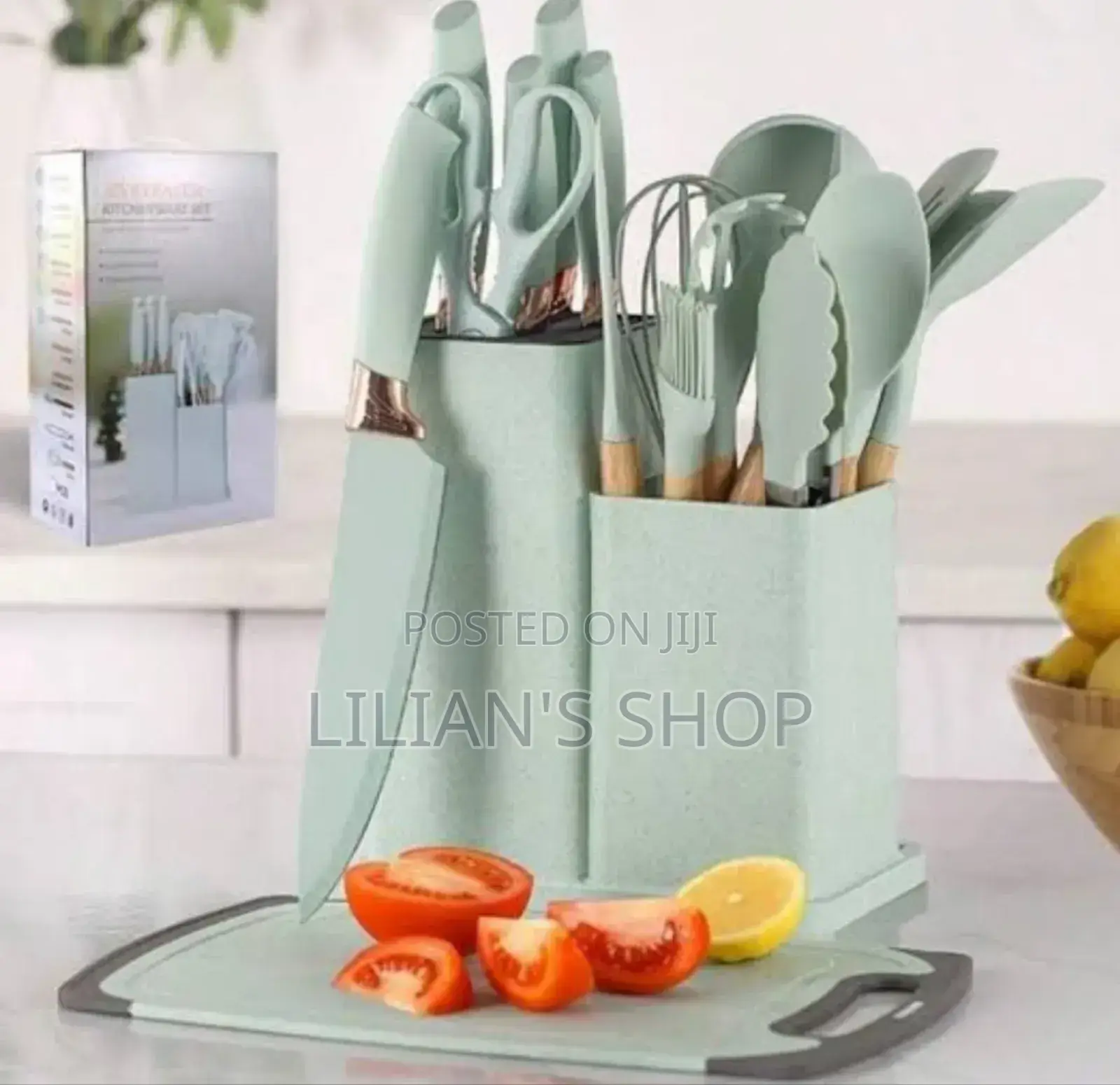19pcs Silicone Wooden Handle Cooking Utensils
