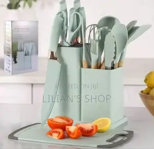 19pcs Silicone Wooden Handle Cooking Utensils