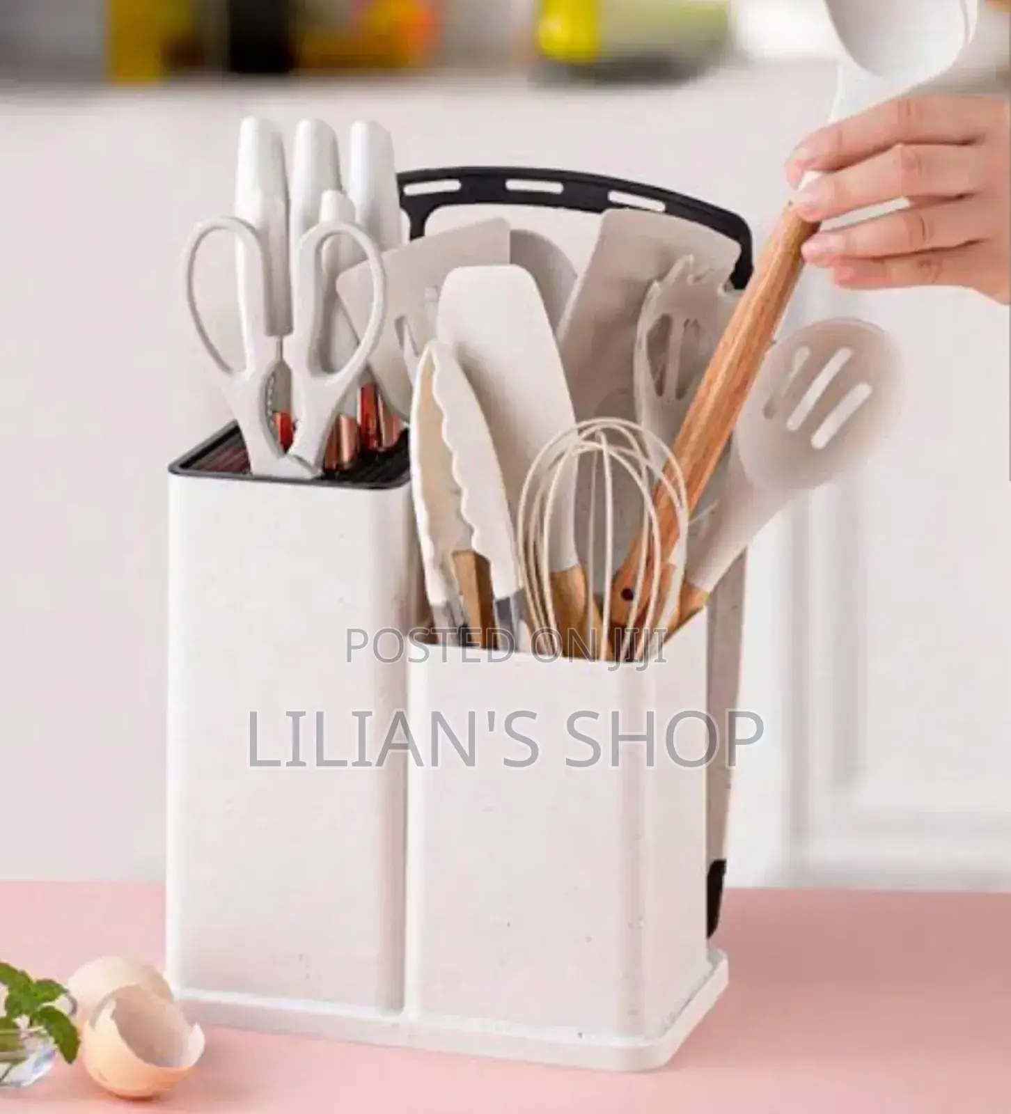 19pcs Silicone Wooden Handle Cooking Utensils