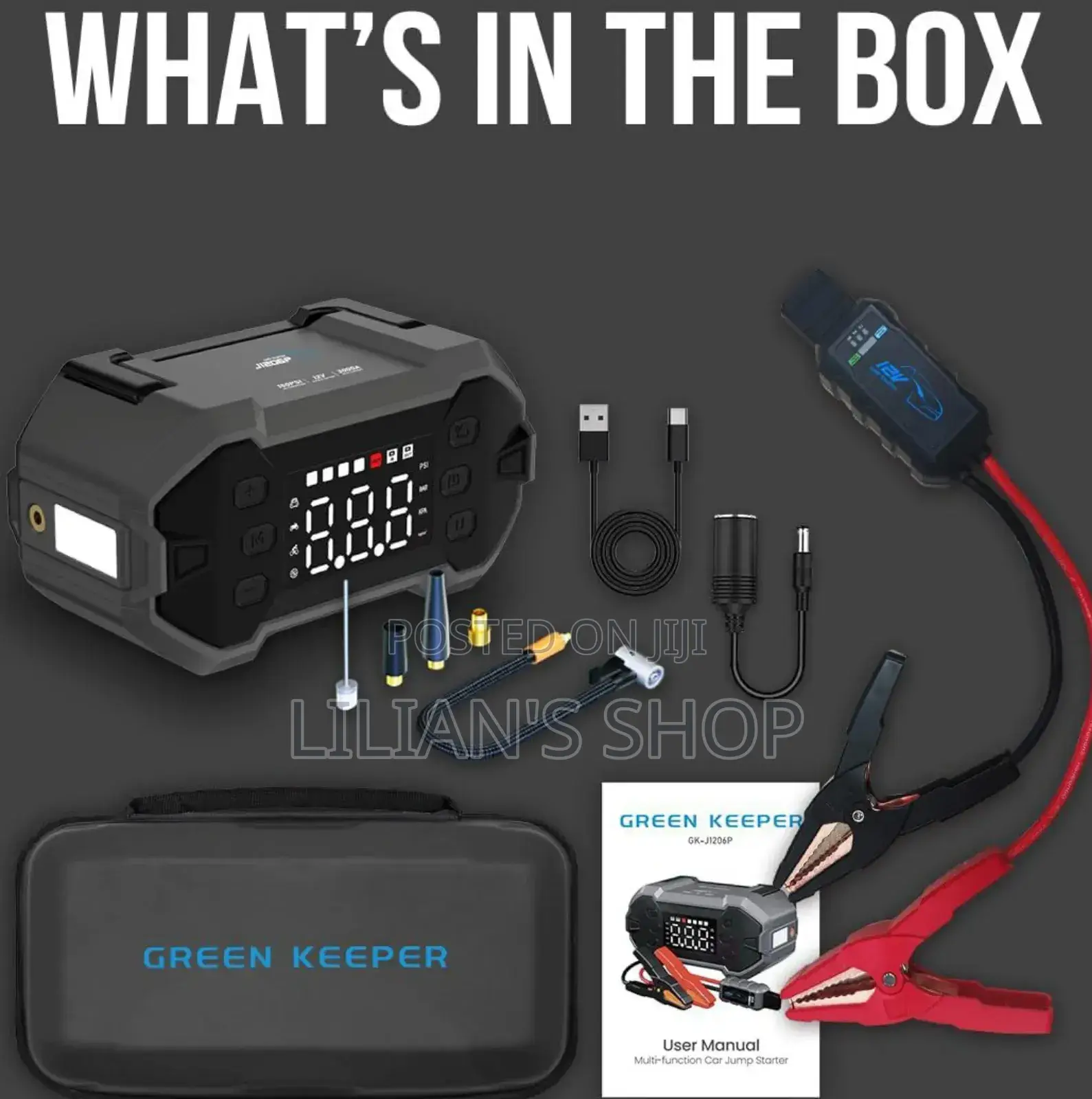 Greenkeeper 2in1 Carbattery Jump Starter and Air Compressor