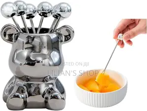 Dessert Forks With Storage Jar Cute Bear