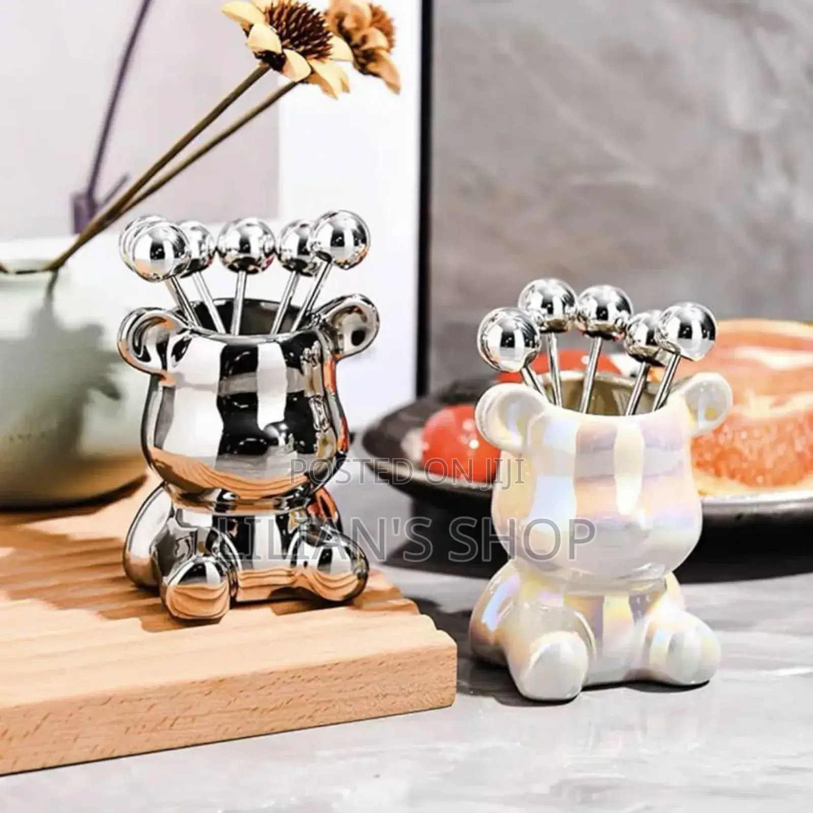 Dessert Forks With Storage Jar Cute Bear