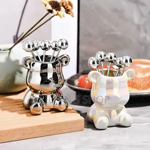 Dessert Forks With Storage Jar Cute Bear