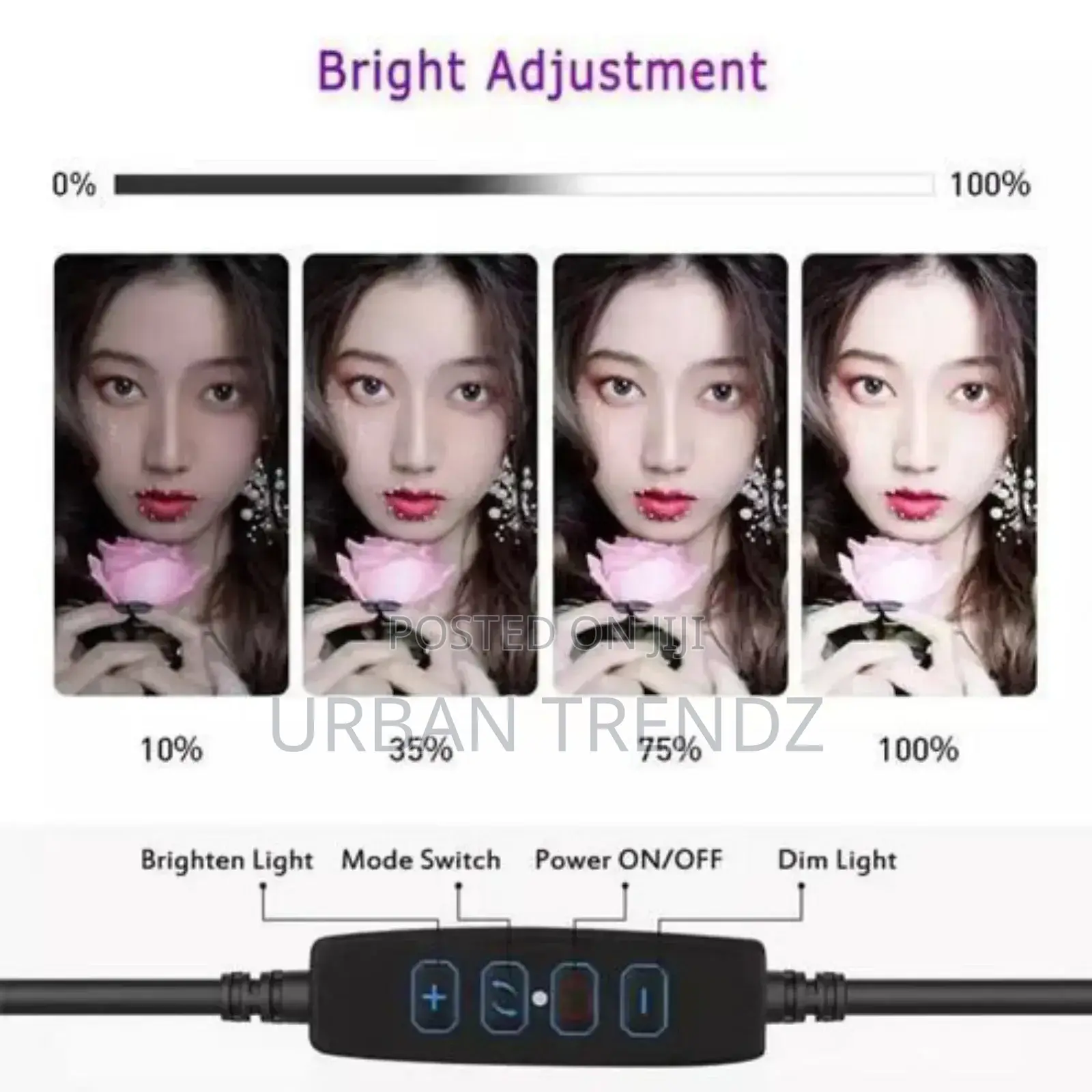 Live Broadcast LED Fill Ring Light, RGB Colors - Black Stand
