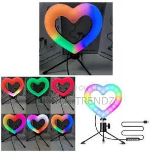 Live Broadcast LED Fill Ring Light, RGB Colors - Black Stand