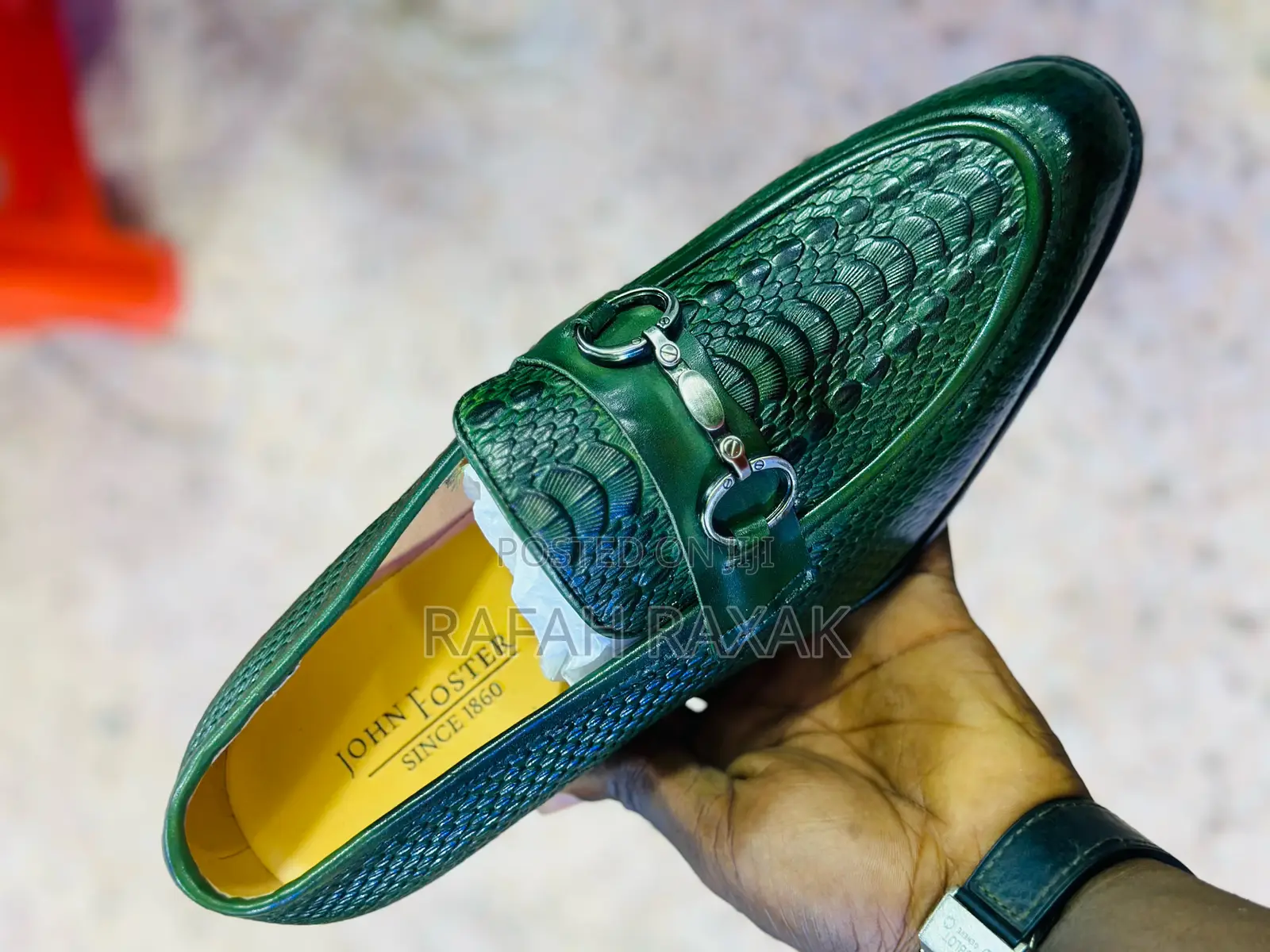 Green John Foster Premium Leather Formal Gentle Shoes