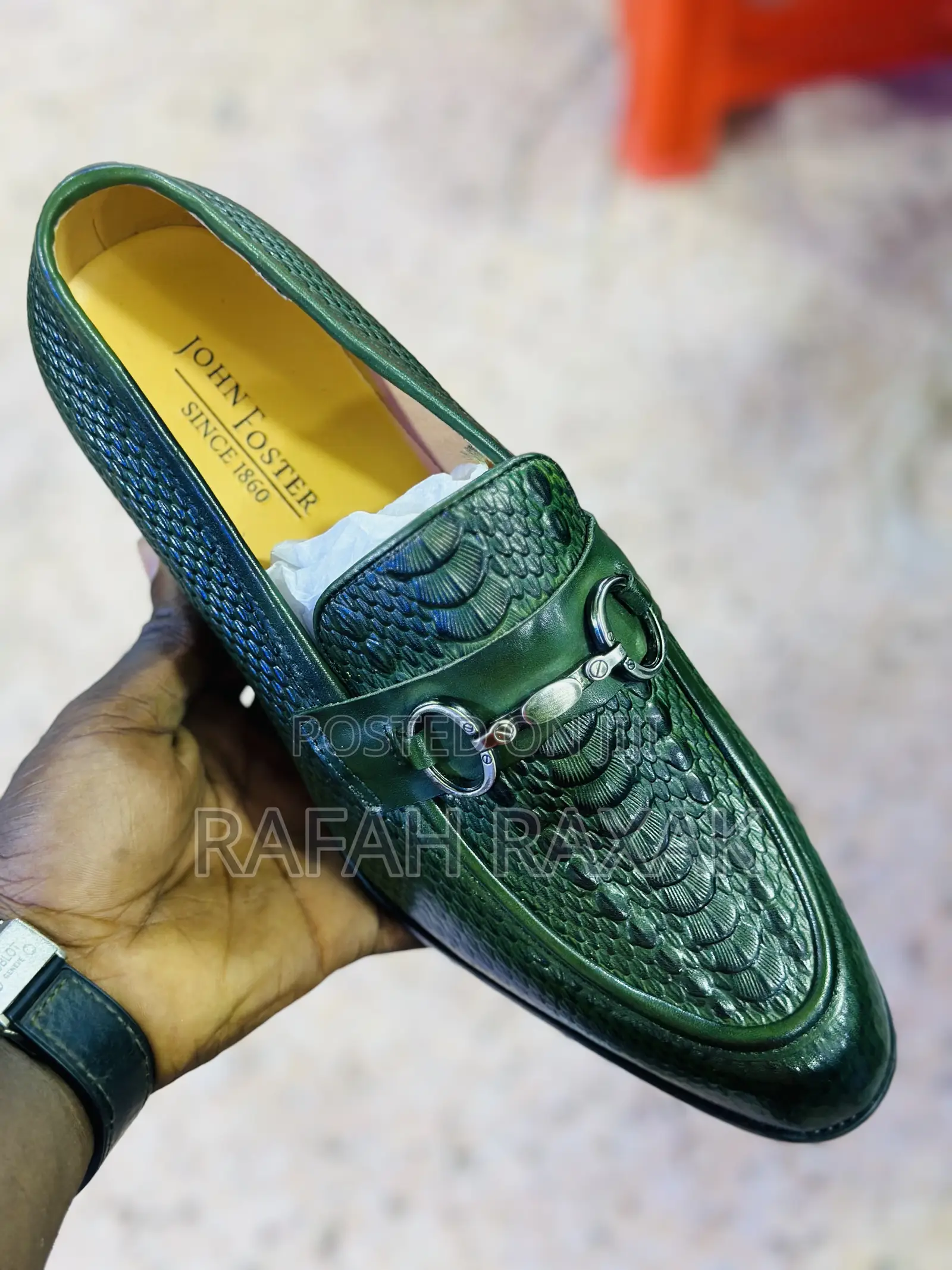 Green John Foster Premium Leather Formal Gentle Shoes