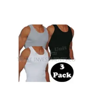 Photo - 3pack of Men's Cotton Vest - White, Black, Gray