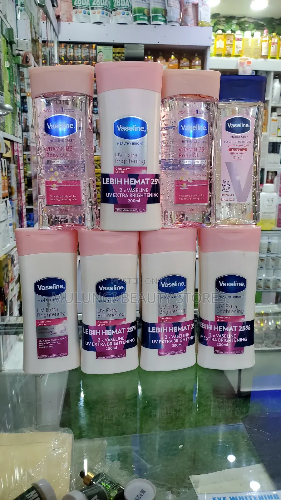 Vaseline Gluta Hya, Daily Brightening,Body Glow Oil. in Central