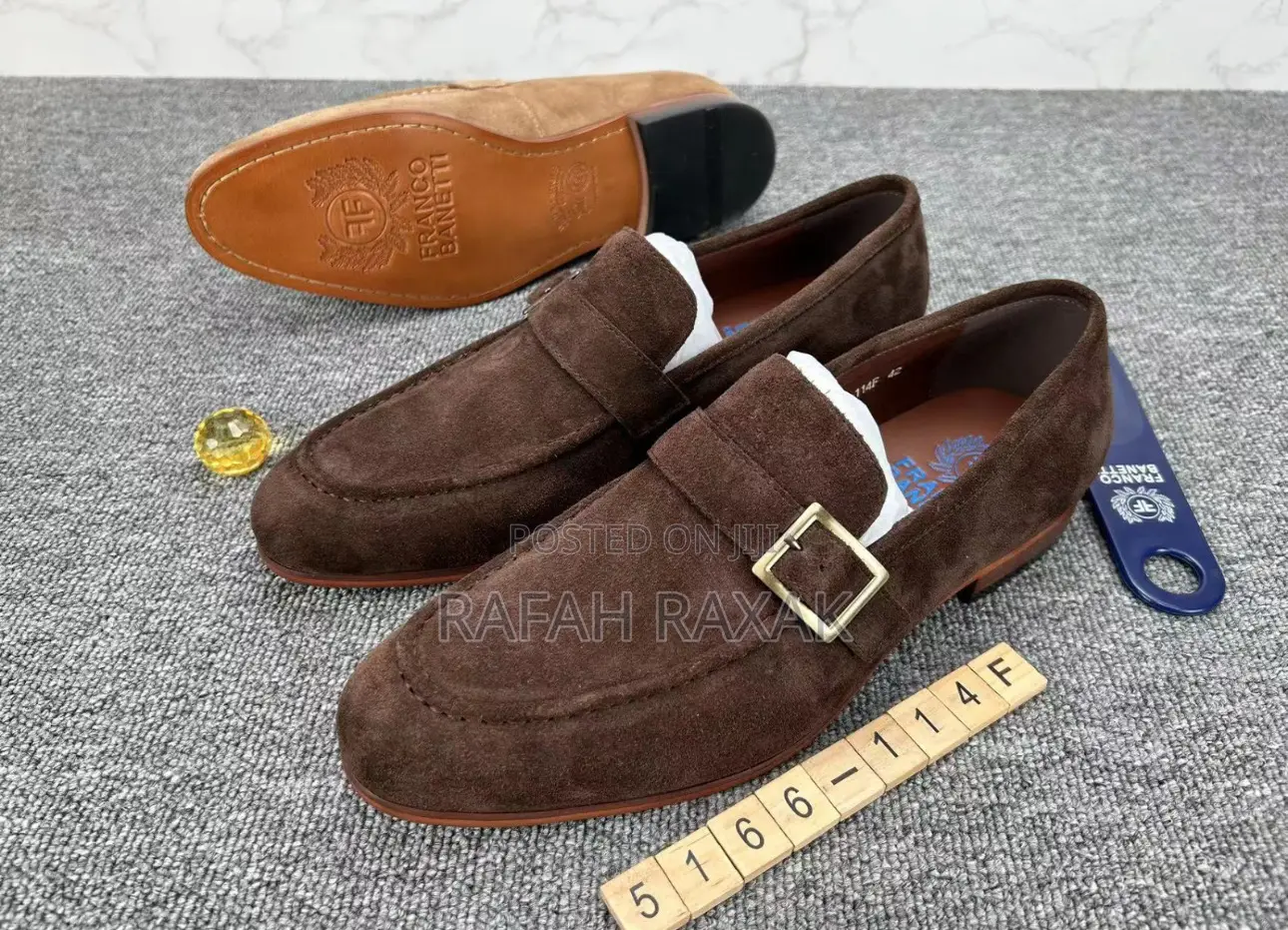 Original Brown Side Buckle Suede Franco Banetti Loafers