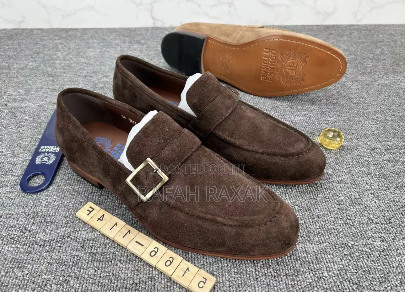Original Brown Side Buckle Suede Franco Banetti Loafers