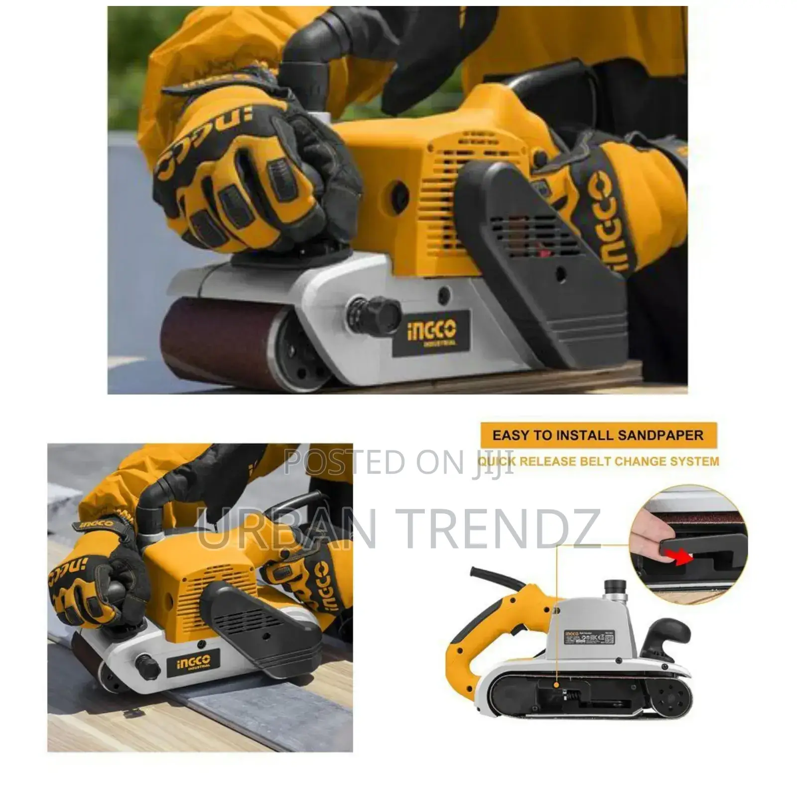 INGCO Belt Sander, 1200W Quick Release Belt Change System