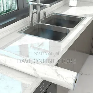 5M Marble Self Adhesive Vinyl Waterproof Stickers White