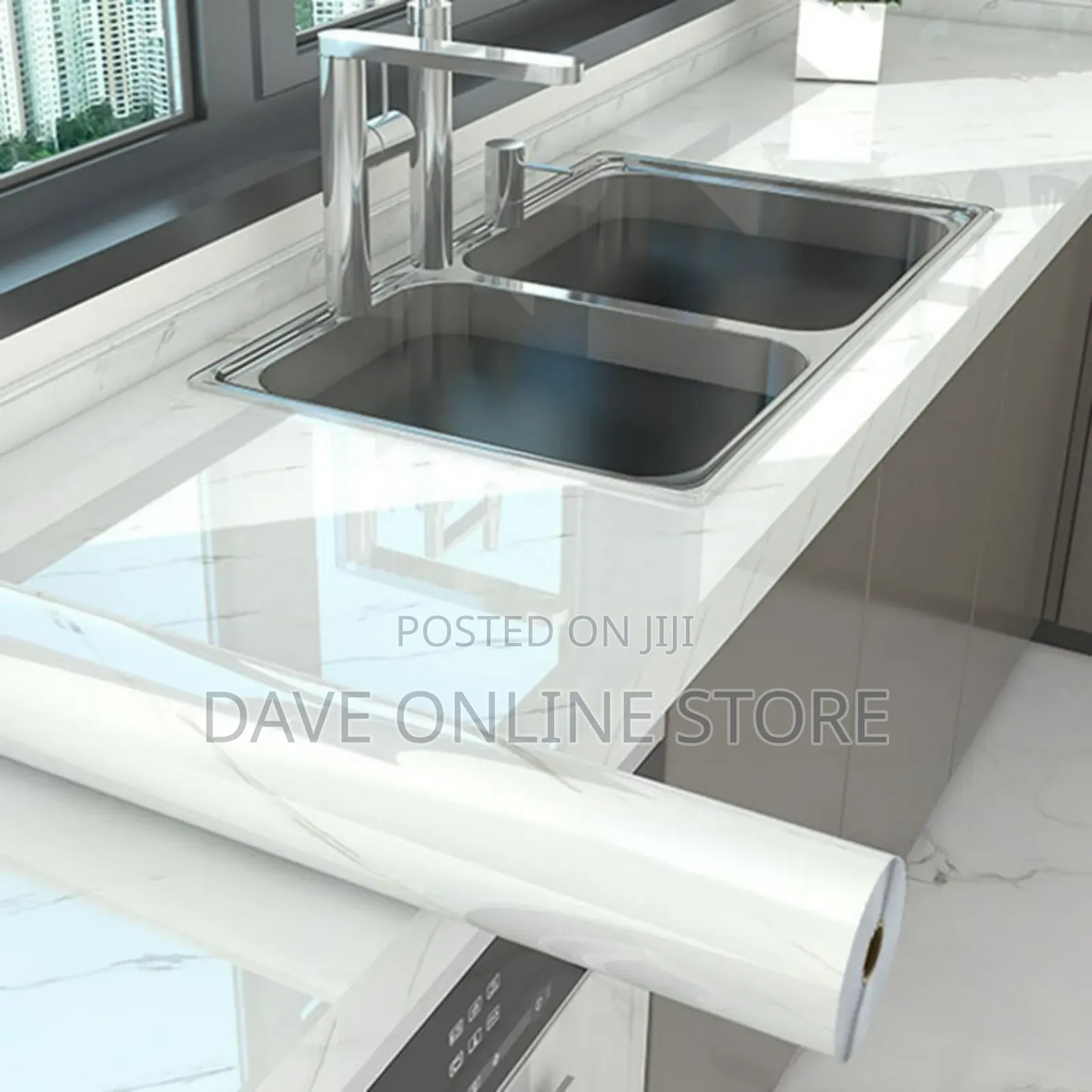 5M Marble Self Adhesive Vinyl Waterproof Stickers White