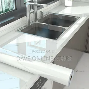 5M Marble Self Adhesive Vinyl Waterproof Stickers White