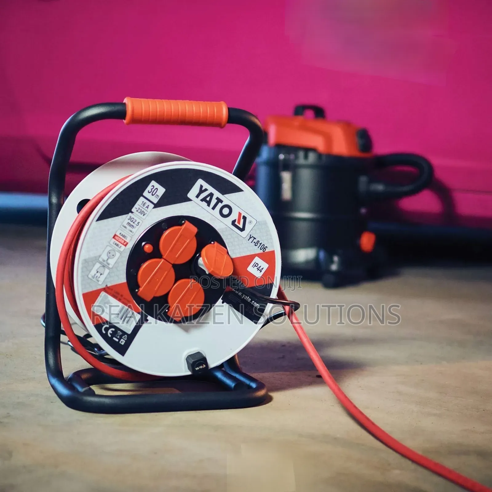 YATO 4-Way 2.5mm 16A Heavy-Duty Cabel Reel With Stand 30m