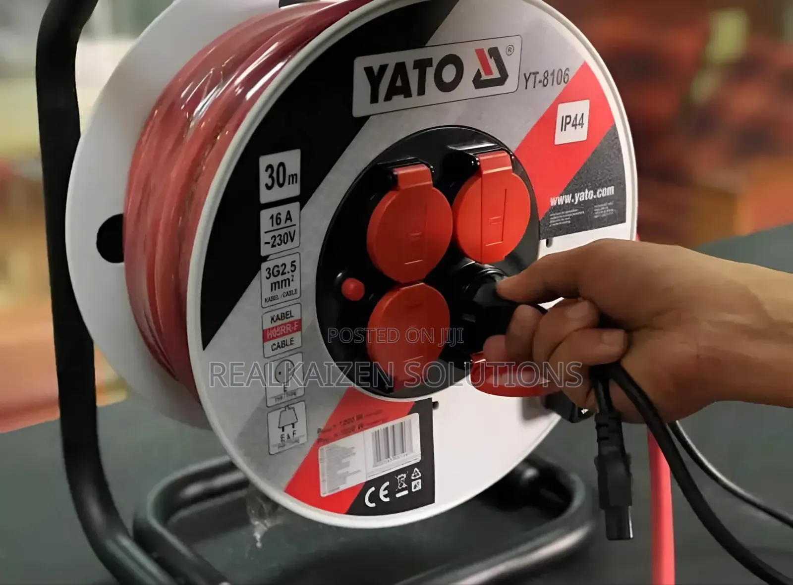 YATO 4-Way 2.5mm 16A Heavy-Duty Cabel Reel With Stand 30m