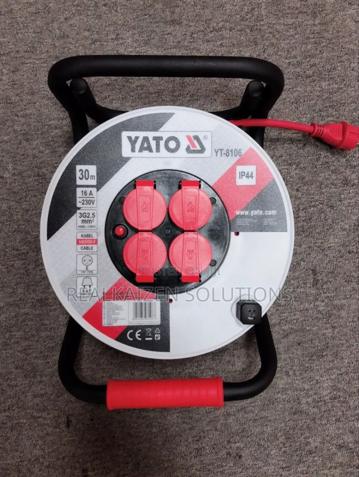 YATO 4-Way 2.5mm 16A Heavy-Duty Cabel Reel With Stand 30m