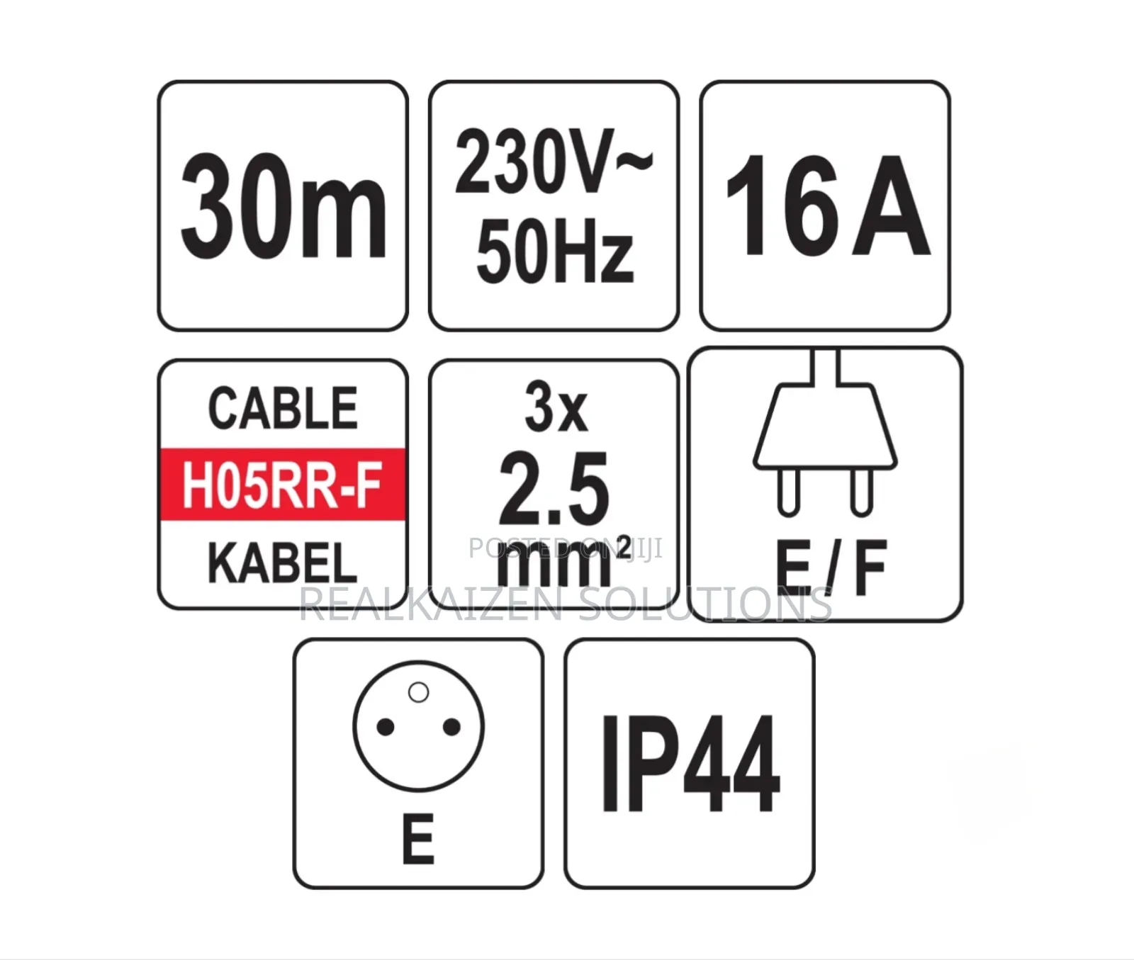YATO 4-Way 2.5mm 16A Heavy-Duty Cabel Reel With Stand 30m