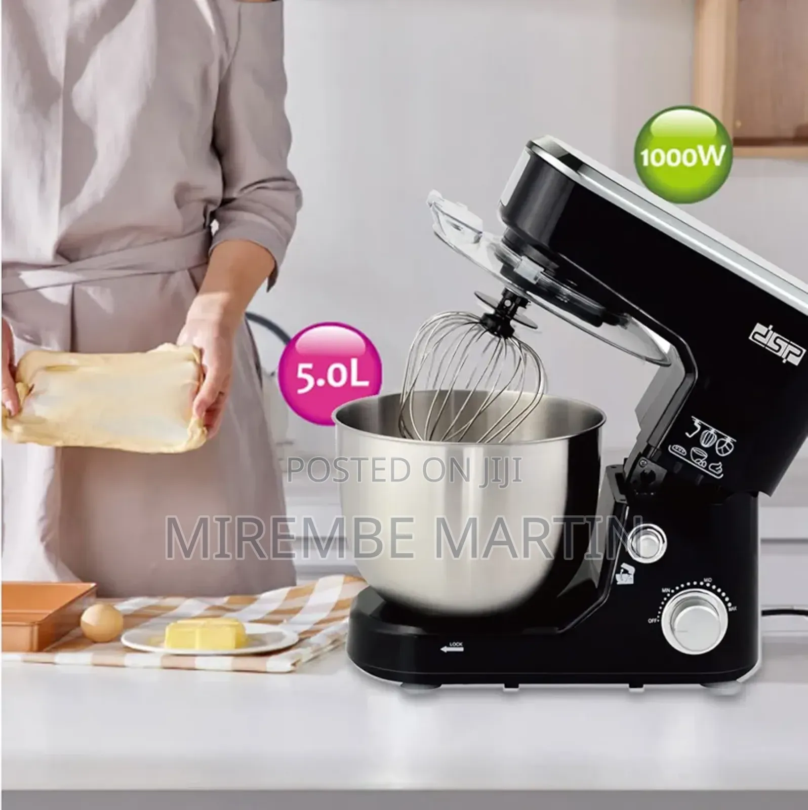 1000W 5.28-Qt Electric Stand Mixer White
