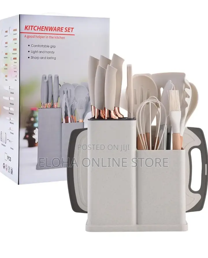 19 Pieces Kitchen Utensils and Knife Set With Cutting Block