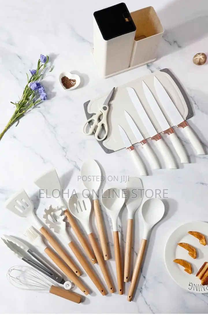 19 Pieces Kitchen Utensils and Knife Set With Cutting Block