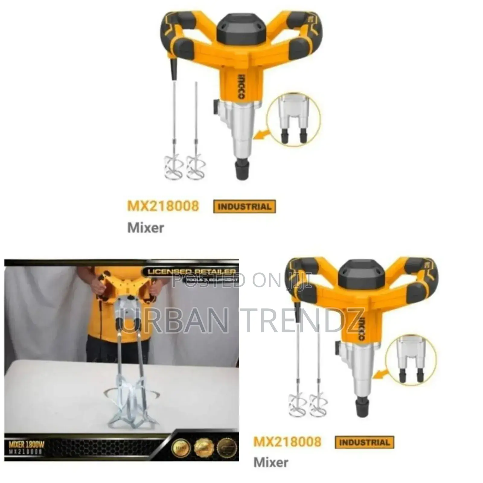 INGCO Industrial Hand Mixer Paint With Double Rod - 1800W -
