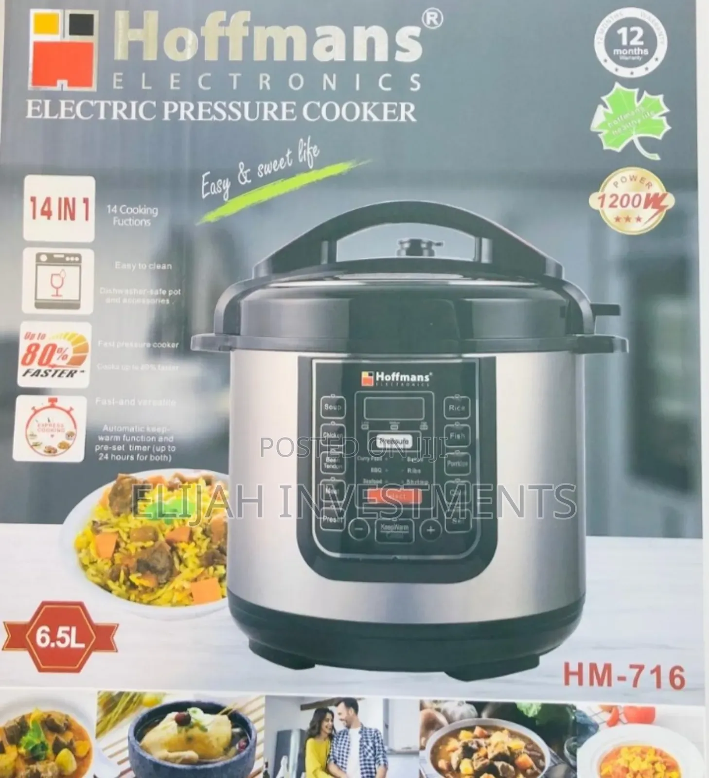 New Hoffmans 6.5L 14 in 1 Pressure Cooker