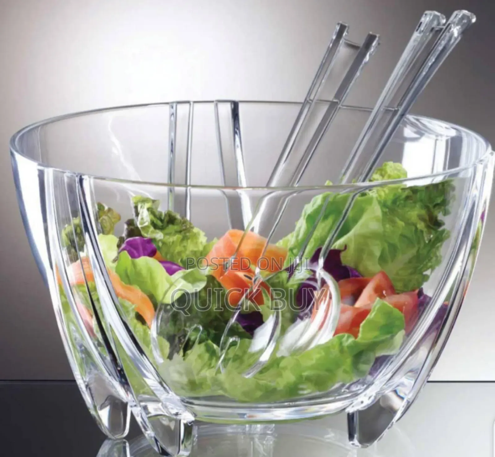 Elegant Unbreakable Acrylic Clear Salad Bowl Servers