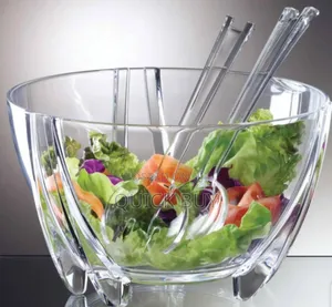 Elegant Unbreakable Acrylic Clear Salad Bowl Servers