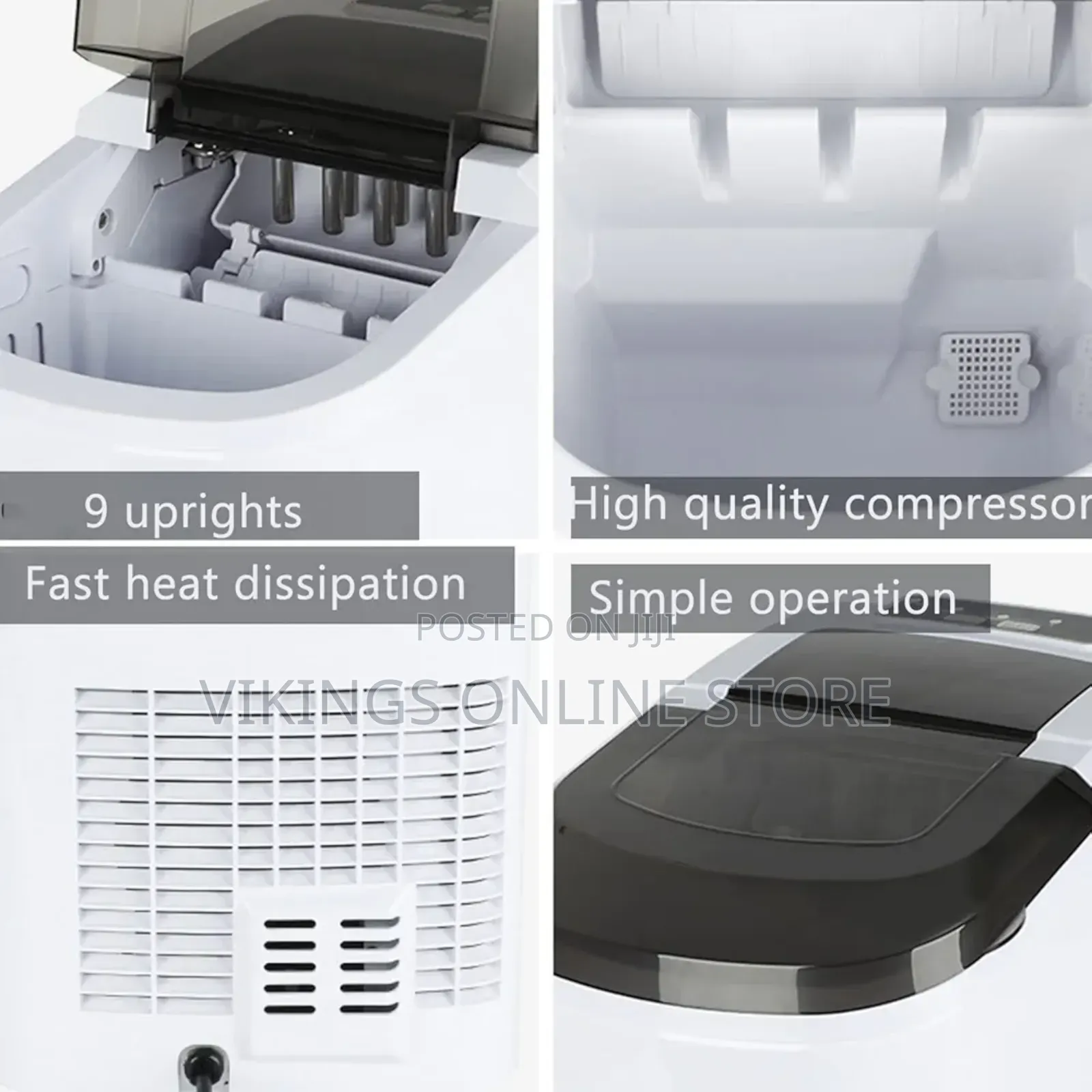 Ice Cube Machine Countertop, 12kg, 9 Pieces Ice Cubes .White