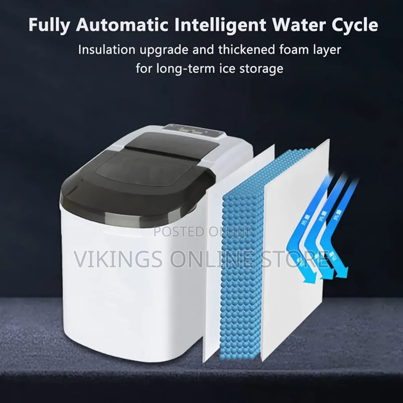 Ice Cube Machine Countertop, 12kg, 9 Pieces Ice Cubes .White