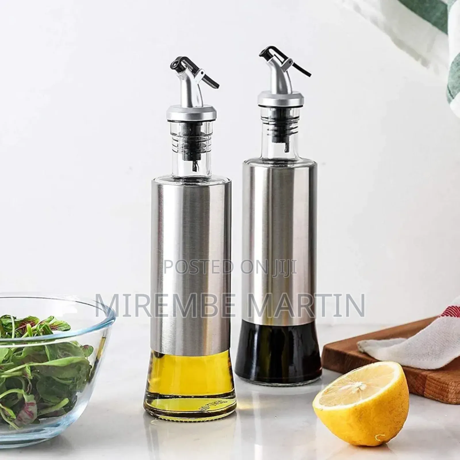 Olive Oil and Vinegar Dispenser Bottle (Silver)