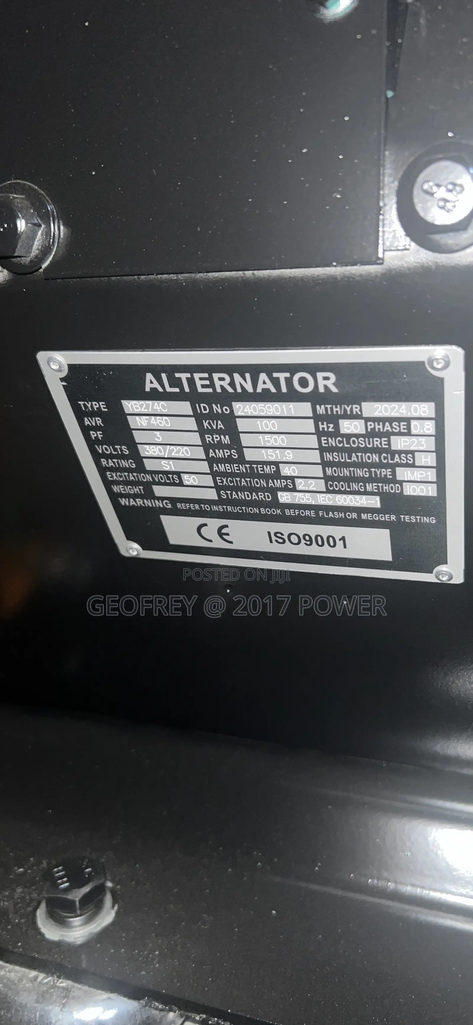 Stamford Alternater 100kva 6 Pistons Diesel Generator