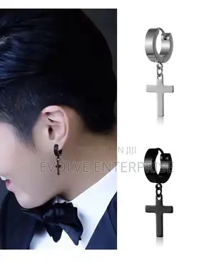 2pc Stainless Steel Men Cross Earring