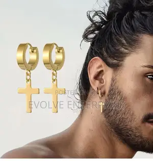 2pc Stainless Steel Men Cross Earring