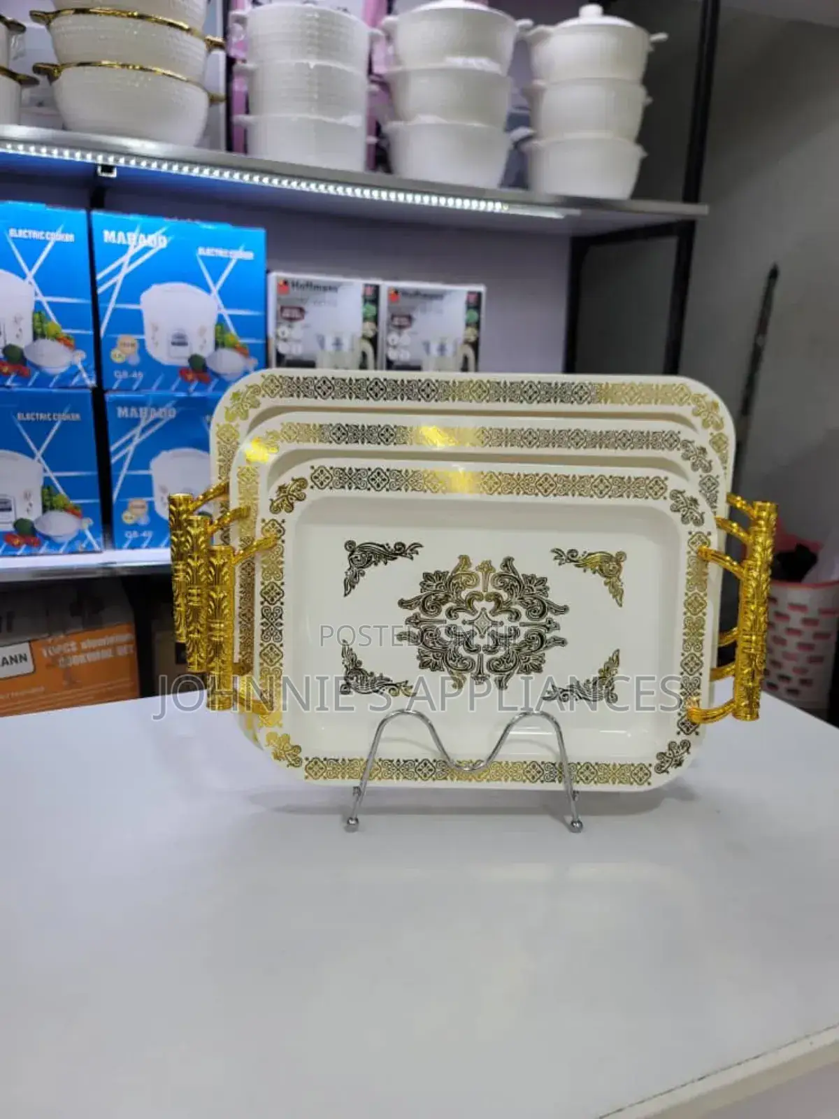 Gold Line Melamine Trays 3pics Aset