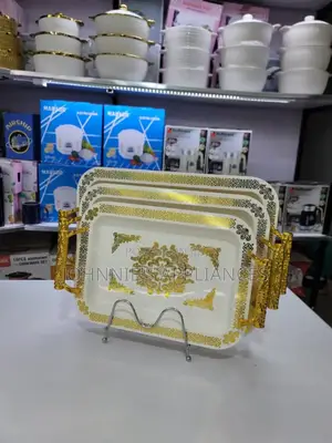Gold Line Melamine Trays 3pics Aset