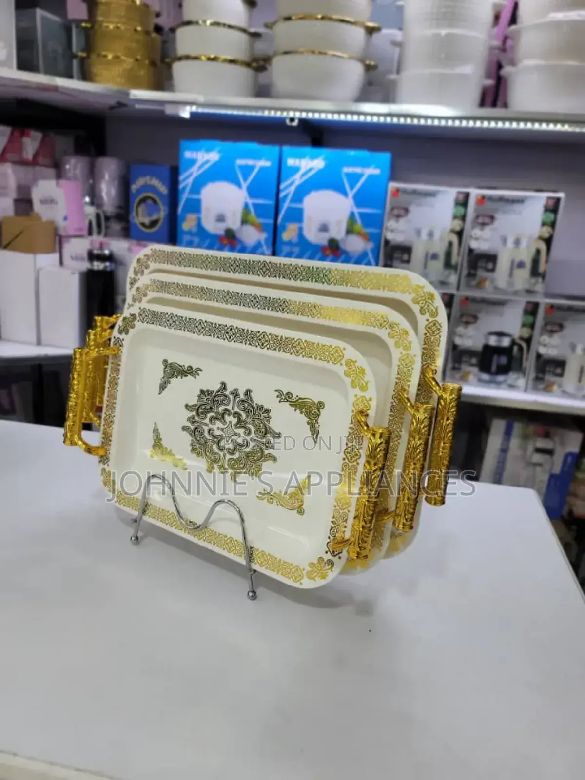 Gold Line Melamine Trays 3pics Aset
