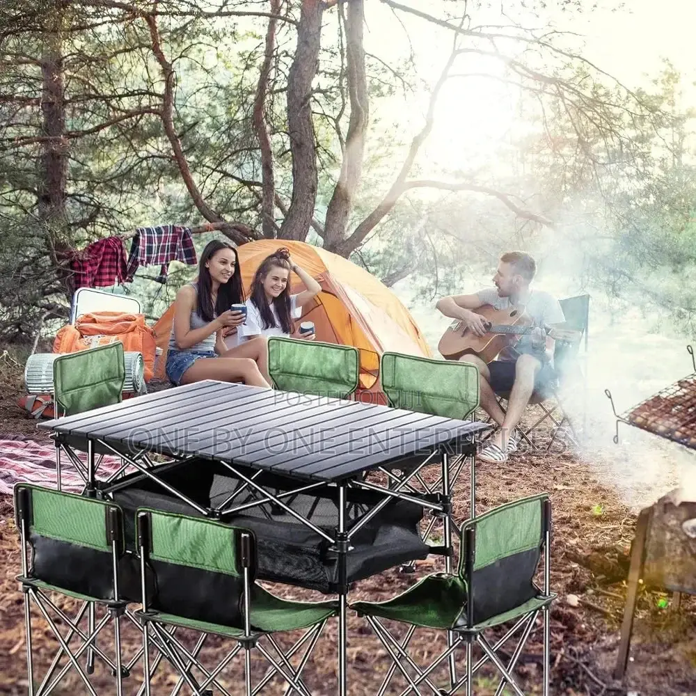 Folding Camping Table With 4 Chairs, Portable Lightweight