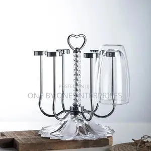 Rotating Glass Storage Rack Drain Cup Holder Organizer
