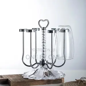 Rotating Glass Storage Rack Drain Cup Holder Organizer